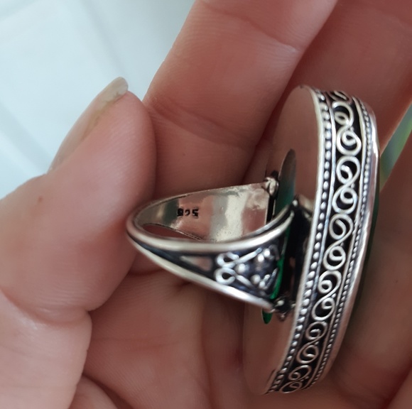 New Oversized Rare Colorless Tourmaline 925 Silver Ring.